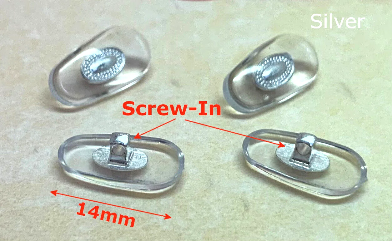😎 2 Pair: Screw-In 14mm Nose Pads Silver Core for Tom Ford Oakley Eyeglasses 2