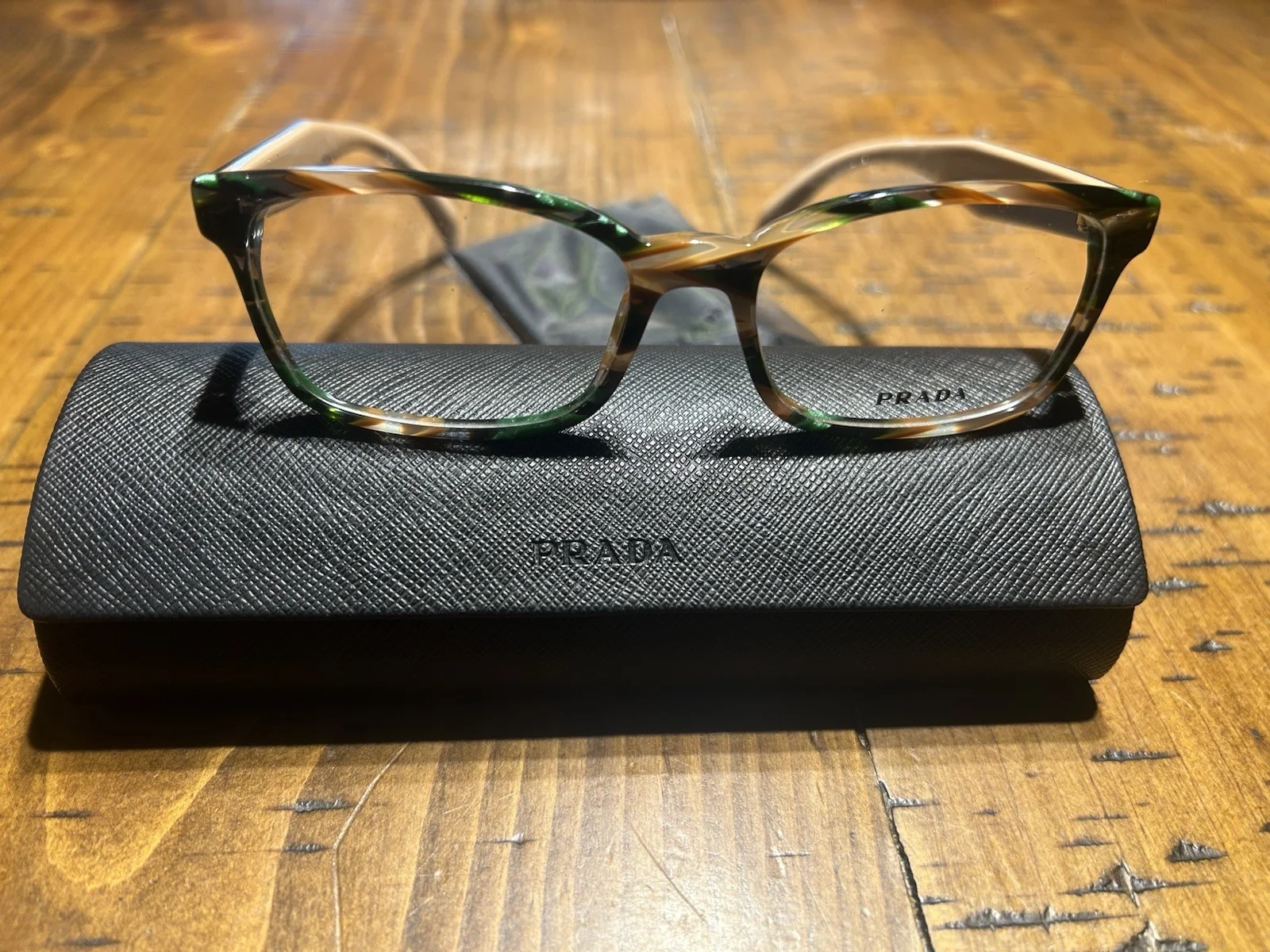 🤎 PRADA Havana Tortoise Brown Gold Rectangle Eyeglasses Glasses VPR 15P 2AU-101 3