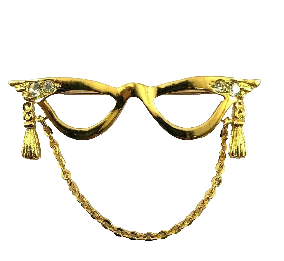 030.......1994 Avon Golden Eyeglass Holder Pin Brooch with Box 2