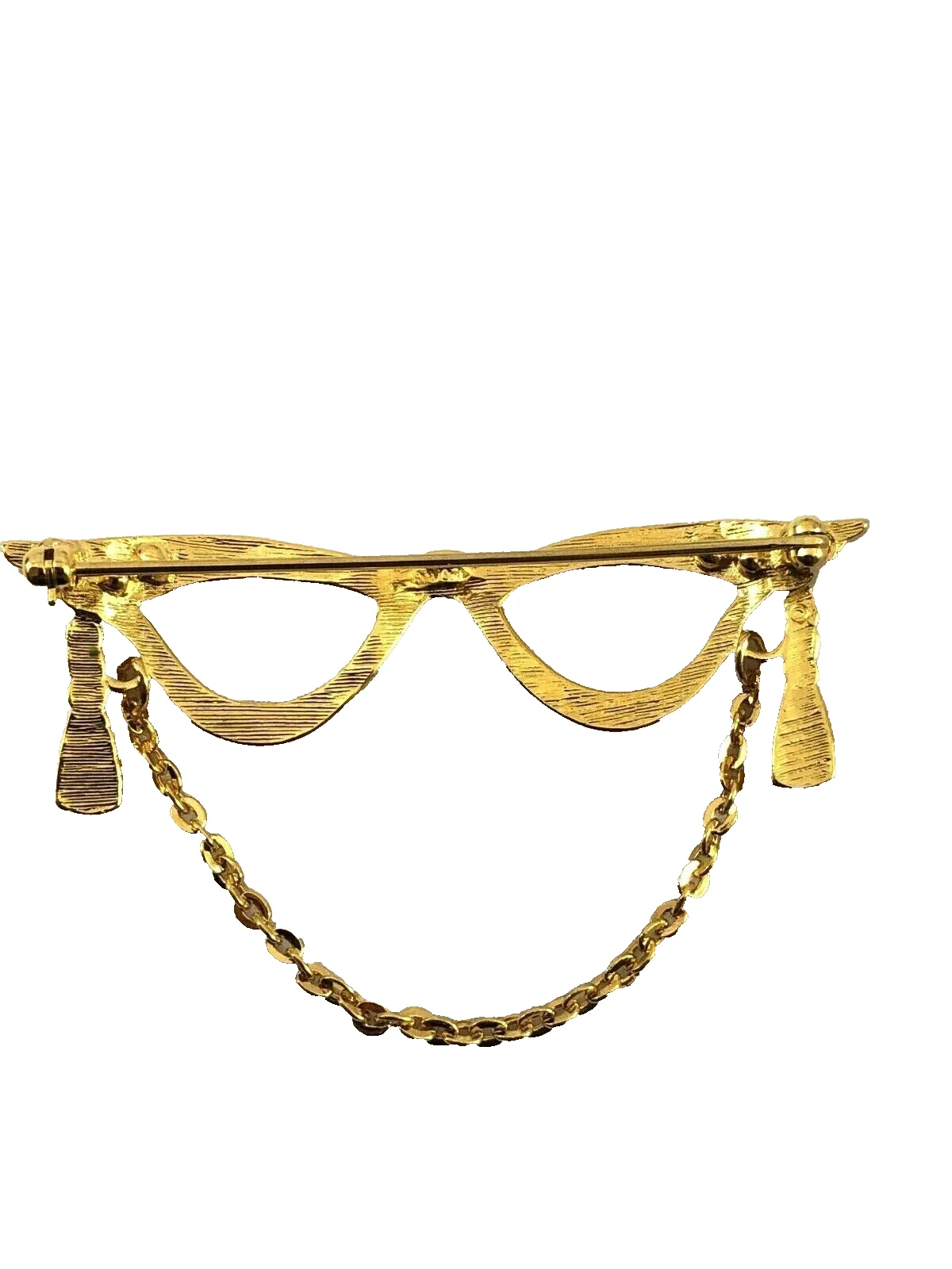 030.......1994 Avon Golden Eyeglass Holder Pin Brooch with Box 3
