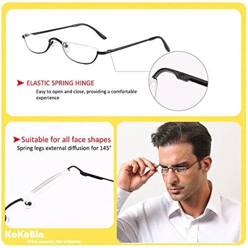 1 Pair Glasses Round Sturdy Half Frame Round Eyeglasses Fashion Accessories 3
