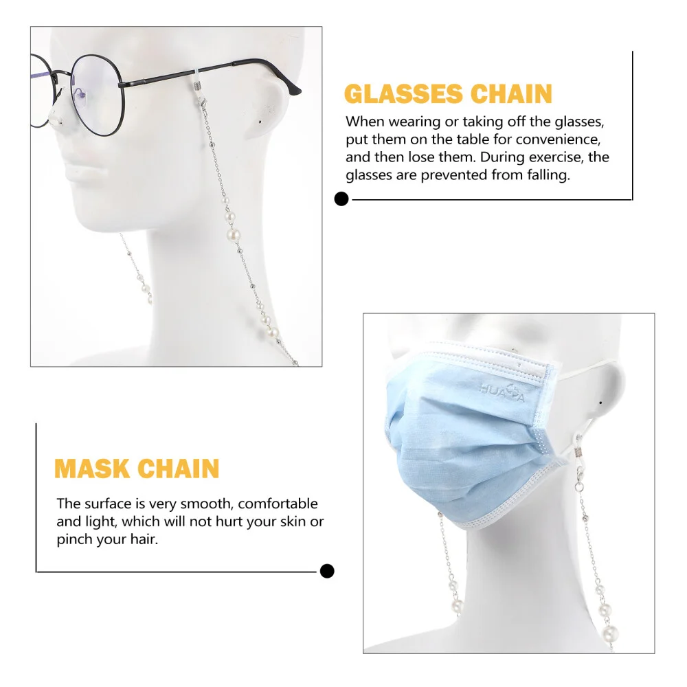 1 Pc Pearl Eyeglass Strap Eyeglass Holder Necklace Glasses Rope Chain 3