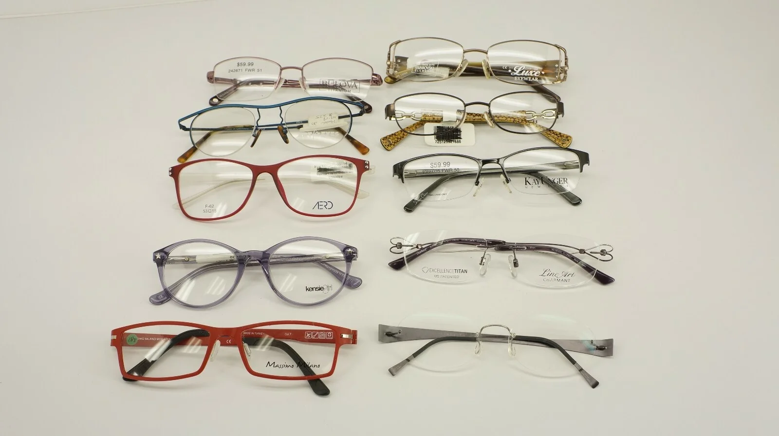 10 PAIR NEW EYEGLASS FRAMES Coach + Luxotica + Aero + More NEW DISPLAY MODELS