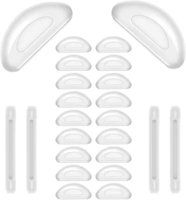 10 Pairs Eyeglass Nose Pads, Soft Silicone Slip-on Nose Pads Covers Transparent
