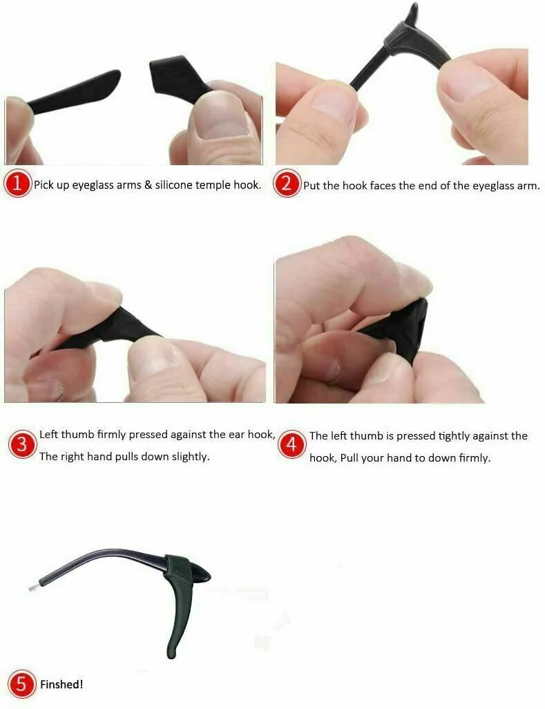 10 Pairs Silicone Non-Slip Ear Grip Hooks for Eye Glasses and Sunglasses 4