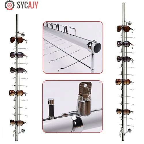 10 Pcs Aluminium Lockable Eyewear Eyeglasses Sunglasses Display Rod Frame Rack