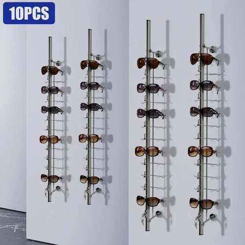 10 Pcs Eyeglasses Decorative Display Rack Frame,Aluminium 12 Frames Lockable New