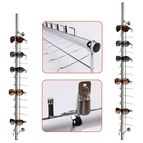 10 Pcs/Set 12/14 Frames Wall-Mounted Eyeglasses Sunglasses Display Holder w/Lock
