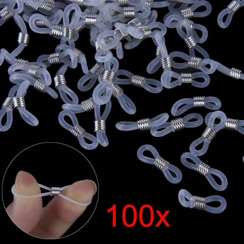 100 pcs Black Chain Strap Holders Rubber Loop Ends Eye Glasses Spectacle B112osa 3