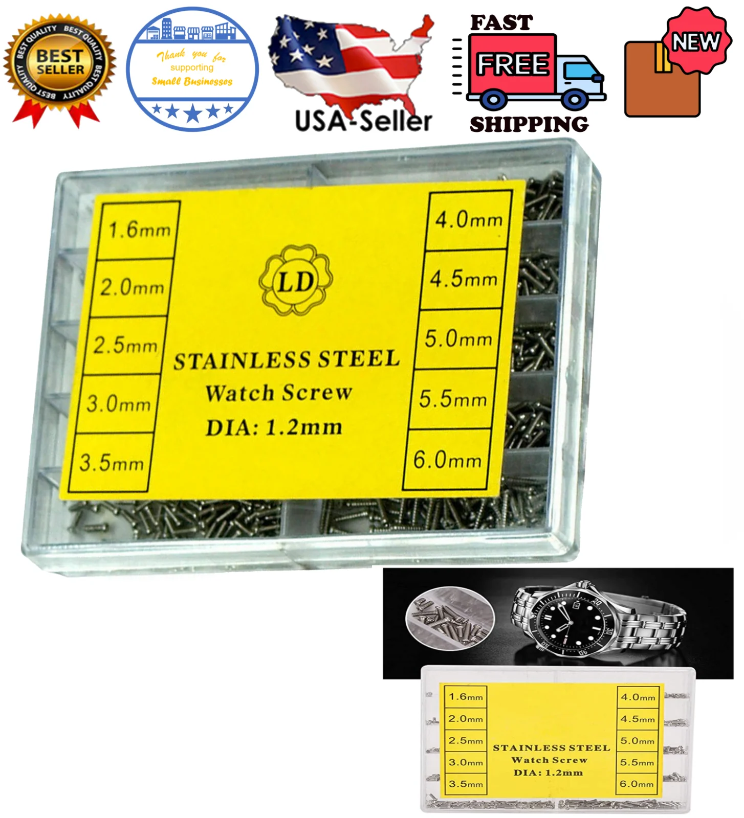 1000pcs Tiny Screws Nut + Screwdriver Watch Eyeglass Glasses Repair Tool Set Kit