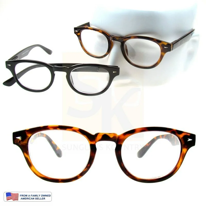 +100~400 READING GLASSES ROUND Vintage Retro READERS KEY HOLE FRAME Spring Hinge