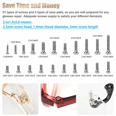 1004PCS Tiny Screws Nut Screwdriver Watch Eyeglass Glasses Repair Tool Set Kit 4