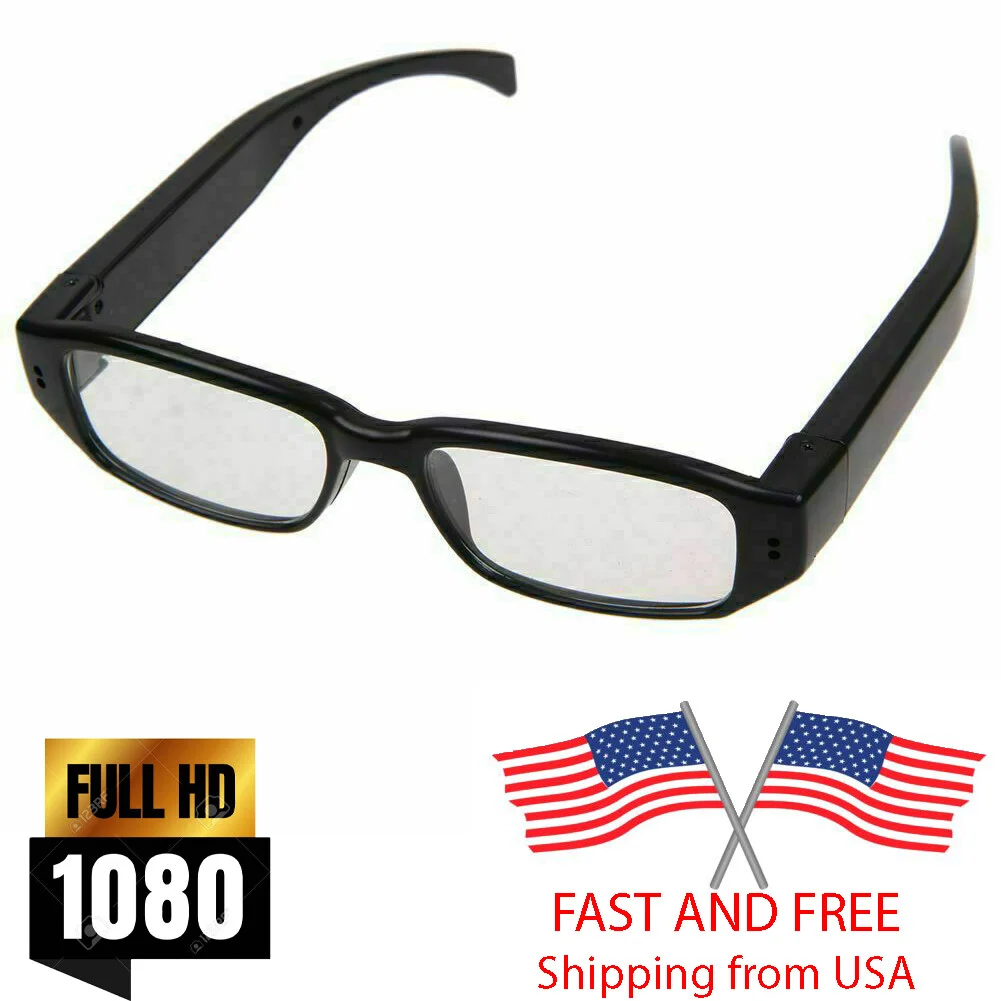 1080P Eyeglass Spy Camera Glasses Battery Powered Body Worn Wearable Hidden Cam