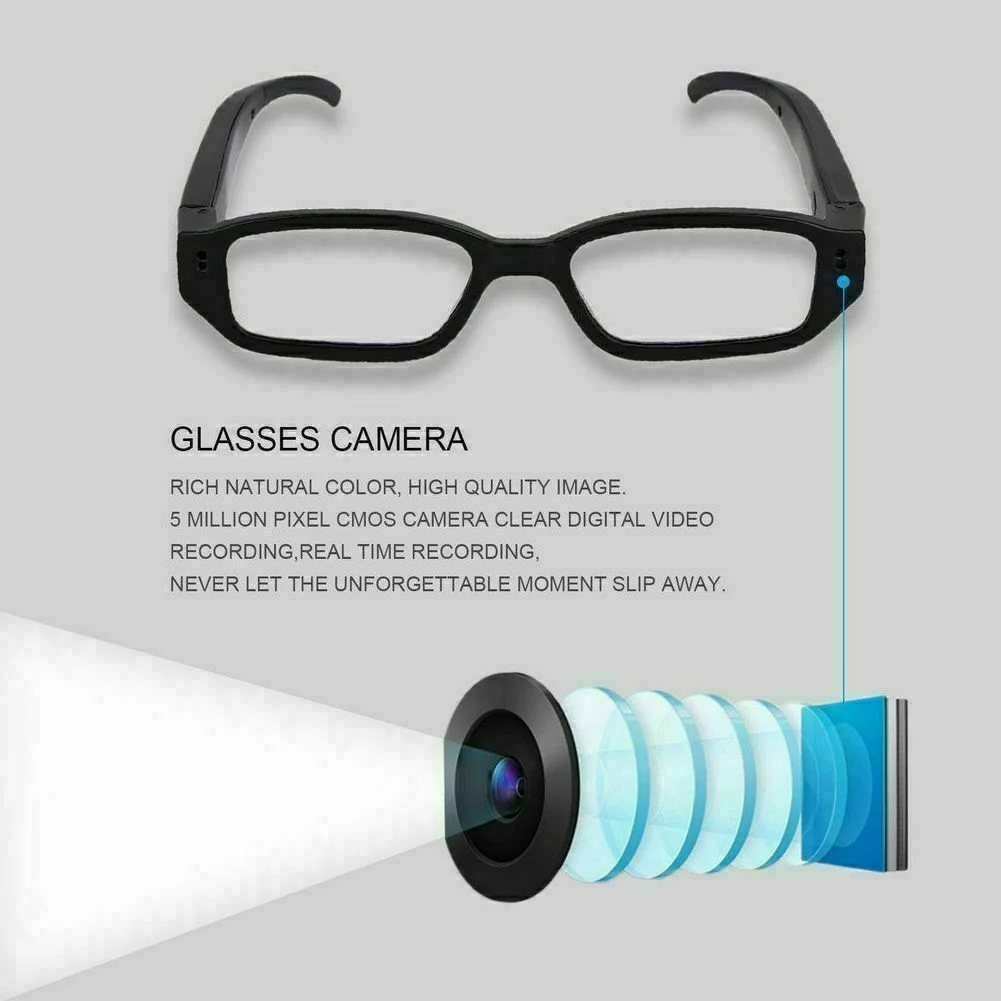 1080P Eyeglass Spy Camera Glasses Battery Powered Body Worn Wearable Hidden Cam 4