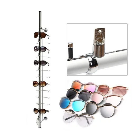 10pcs 12 Frame Eyewear Sunglasses Eyeglasses Display Rod Stand w/ Lock Aluminium 4