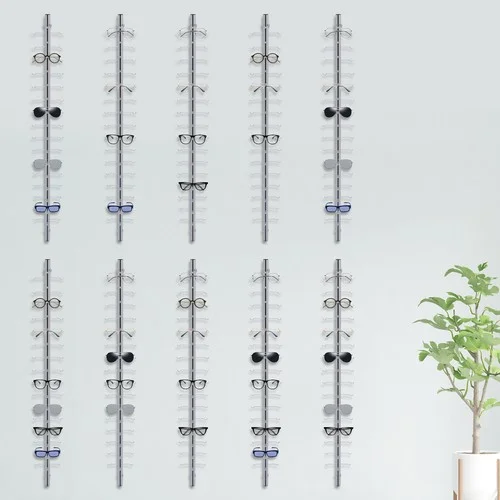 10pcs 16 Pair Wall-Mounted Eyeglass Eyewear Sunglasses Display Holder Rod Rack