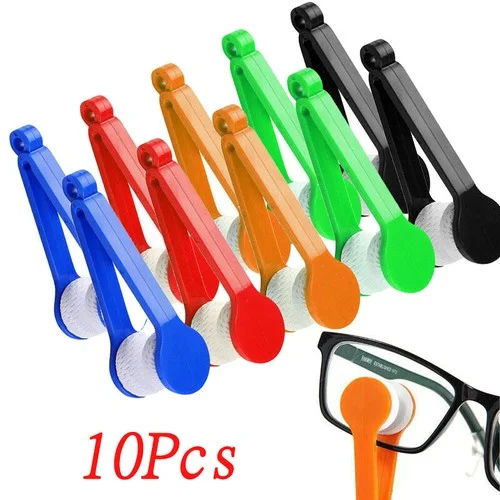 10pcs Eyeglass Cleaner Microfiber Cloth Lens Sunglasses Wipes Brush Cleaning Set