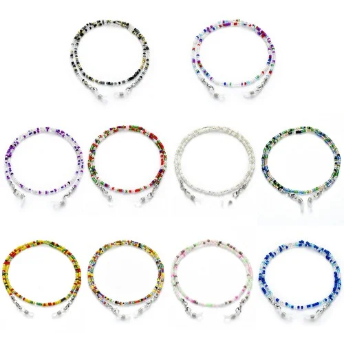 10pcs Glass Bead Eyeglass Chain Glasses Strap Holder Mask Lanyard Leash Necklace