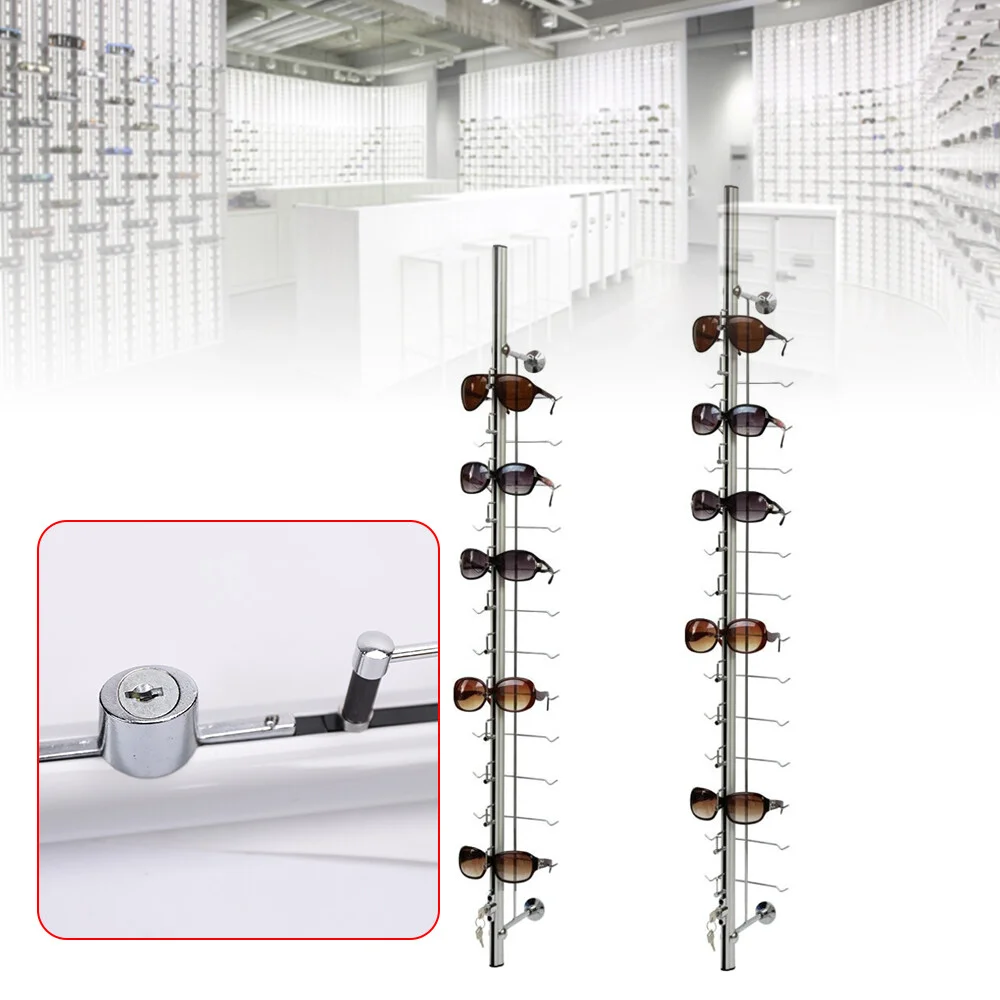 10pcs Wall-Mounted Eyeglass Sunglasses Display Holder Lockable For 14 Frames USA