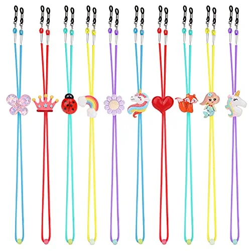 10X Children Kids Colorful Eyeglass Chain Beaded Lanyard Glasses Holder Necklace