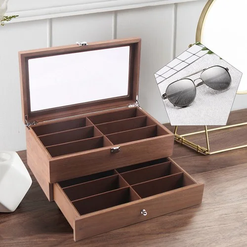12-Grids Eyeglass Storage Wooden Display Case Sunglasses Storage Organizer Box 3