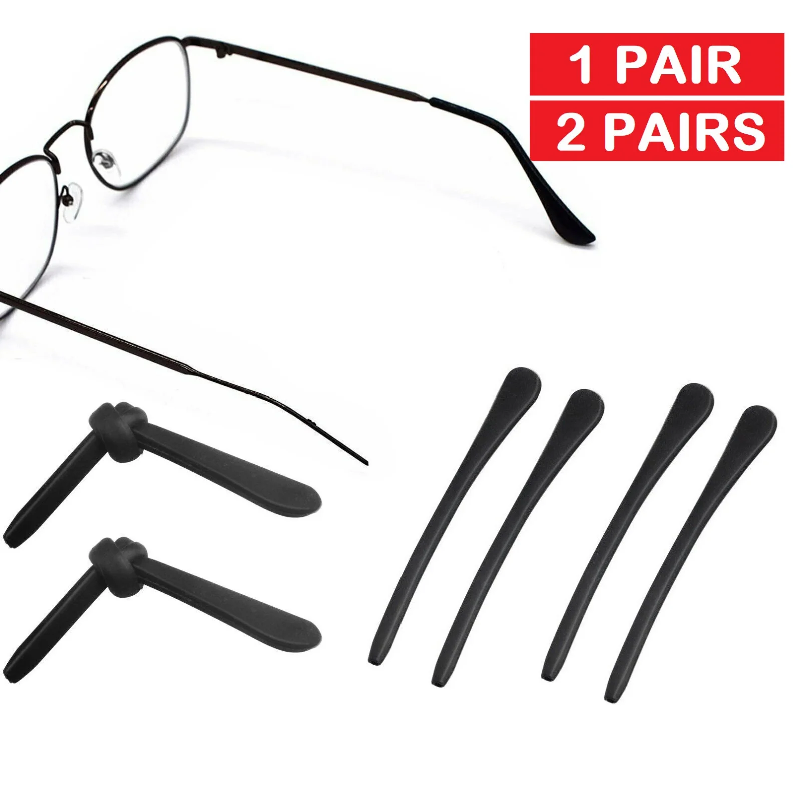 1/2 Silicone Temple End Tip Repairs for Eyeglasses Sunglasses Spectacles Glasses