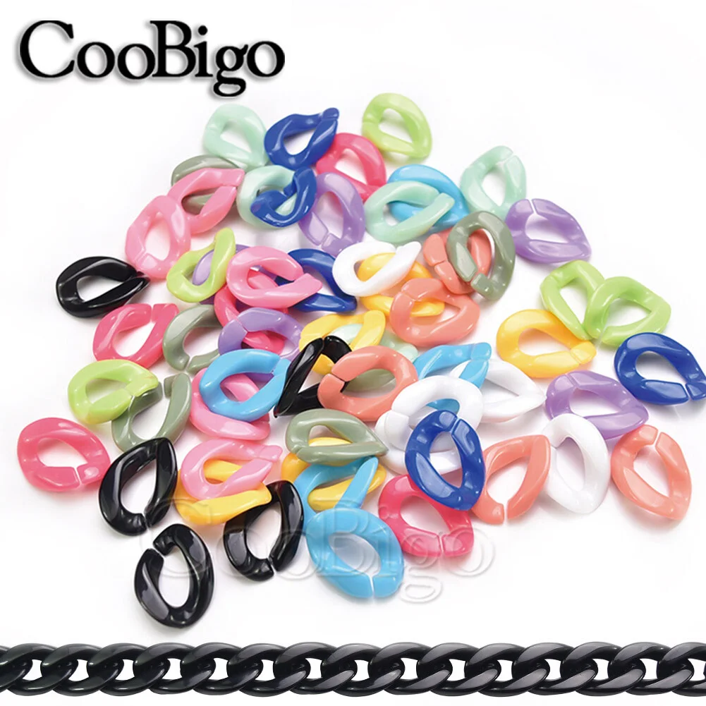 120X Acrylic Curb Chain Link Open Ring DIY Mask Lanyard EyeGlasses Chain Loose