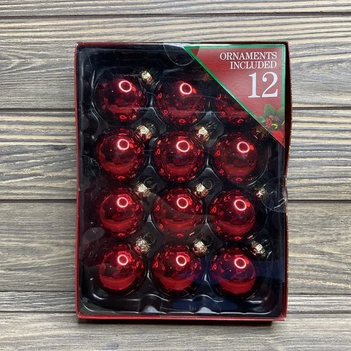 12ct Glass Ball Ornaments Christmas Red Indoor RiteAid Home For The Holidays