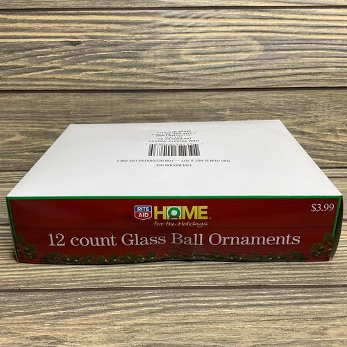 12ct Glass Ball Ornaments Christmas Red Indoor RiteAid Home For The Holidays 3
