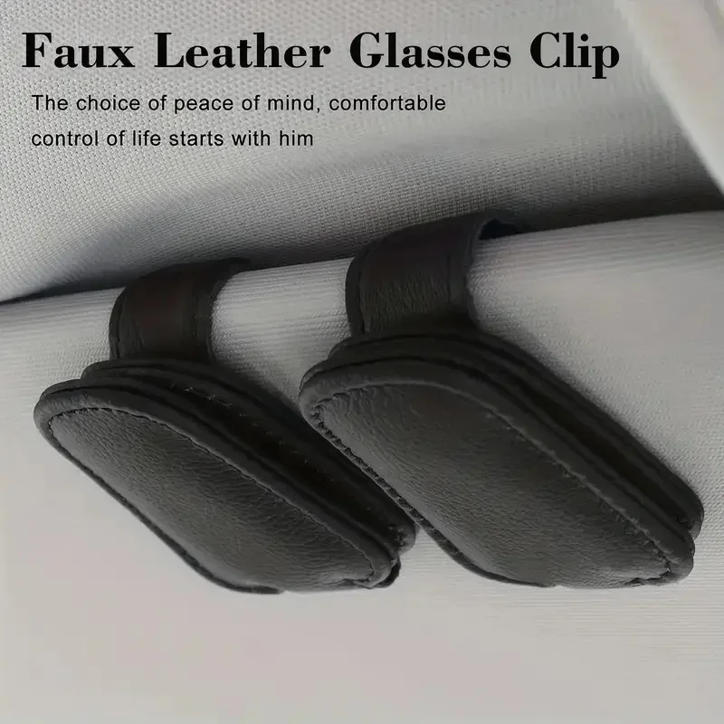 1/2Pcs Car Magnetic Leather Sunglasses Holder for Car Sun Visor Eyeglass Clip US 2