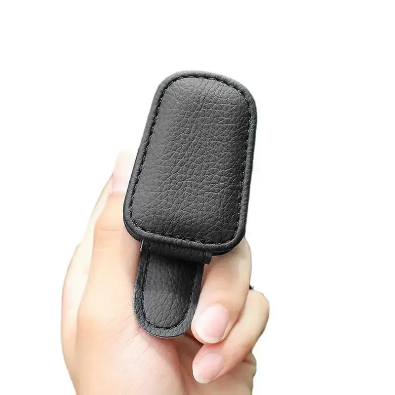 1/2Pcs Car Magnetic Leather Sunglasses Holder for Car Sun Visor Eyeglass Clip US 4