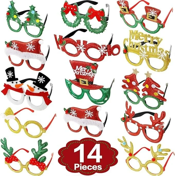 14pcs Christmas Party Glitter Sunglasses Merry Christmas Eyeglasses Christmas 2