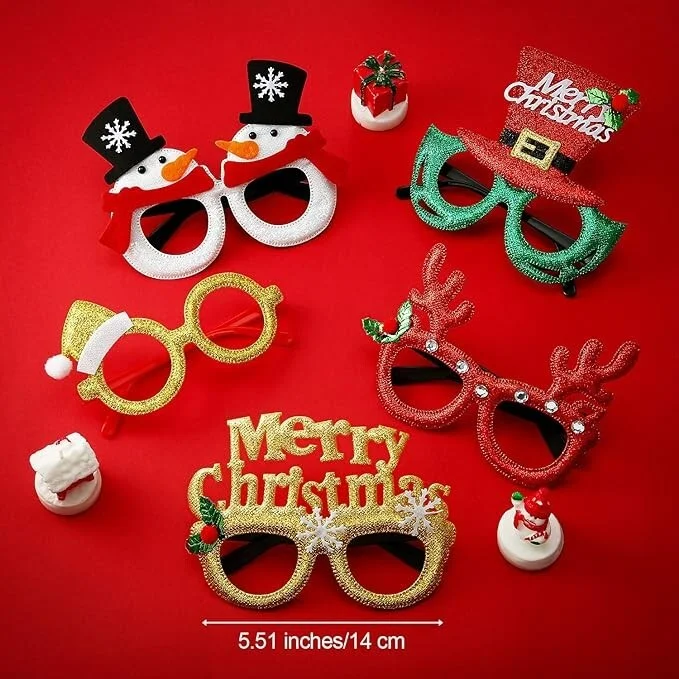14pcs Christmas Party Glitter Sunglasses Merry Christmas Eyeglasses Christmas 3