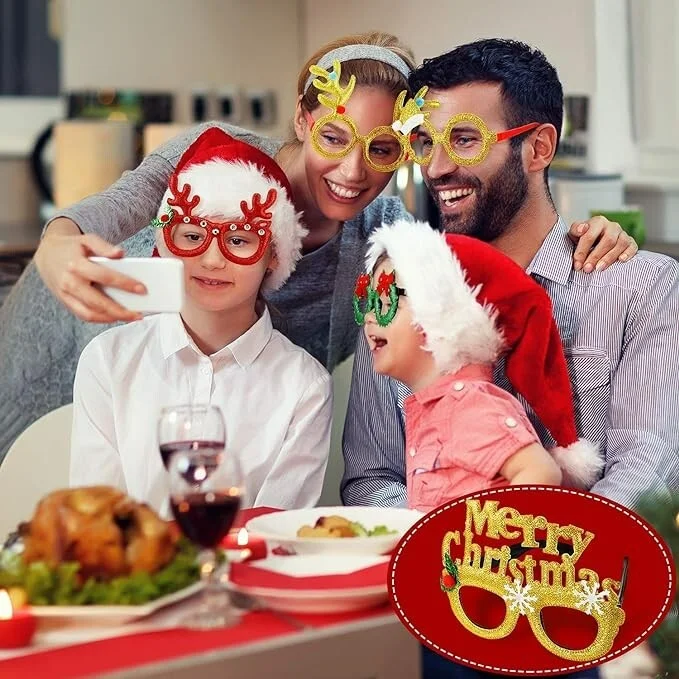 14pcs Christmas Party Glitter Sunglasses Merry Christmas Eyeglasses Christmas 4