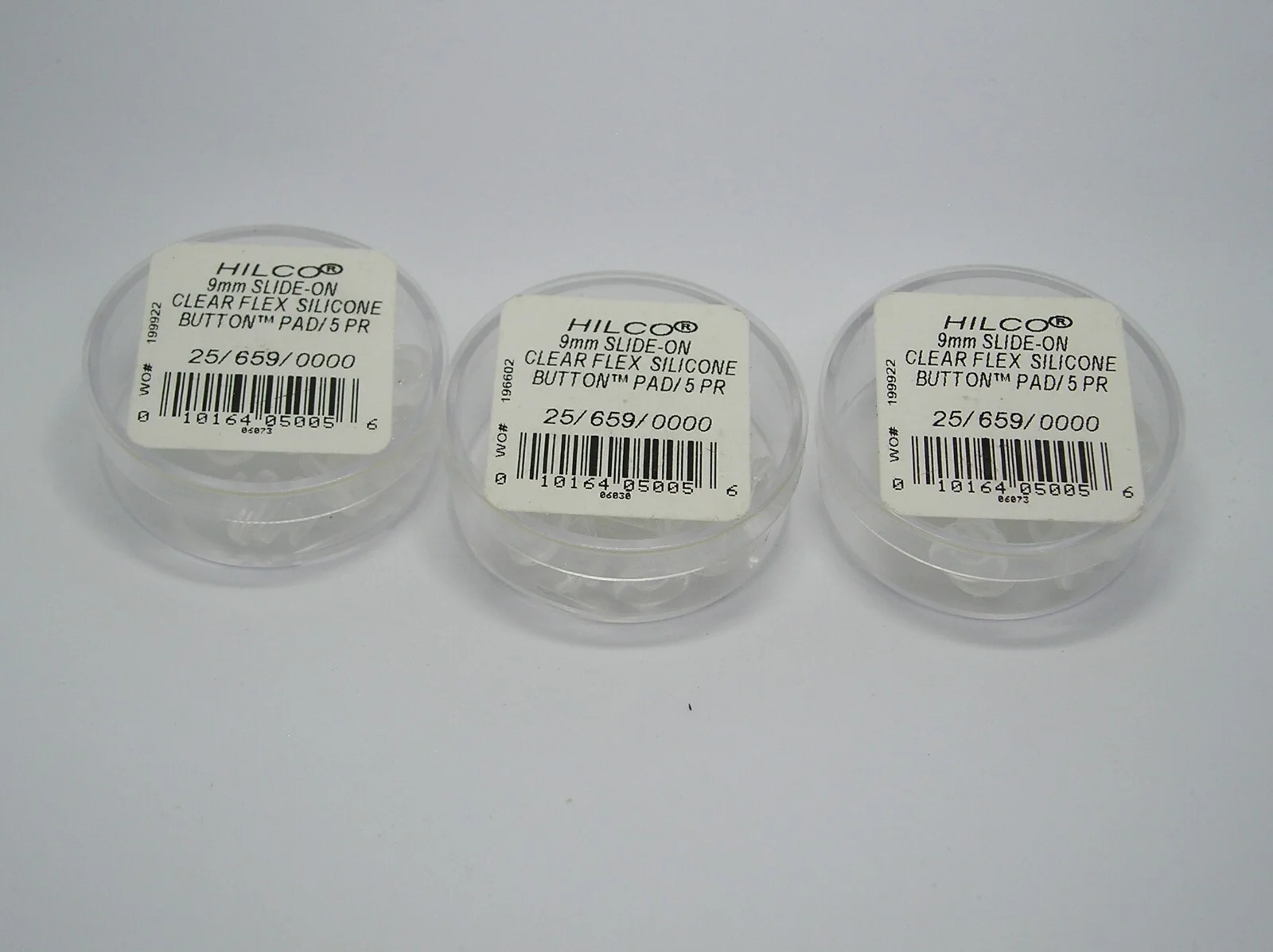 15 Pair-- Hilco 9mm Clear Slide on Flex Button Silicone Nose Pads Eyeglass Frame 2