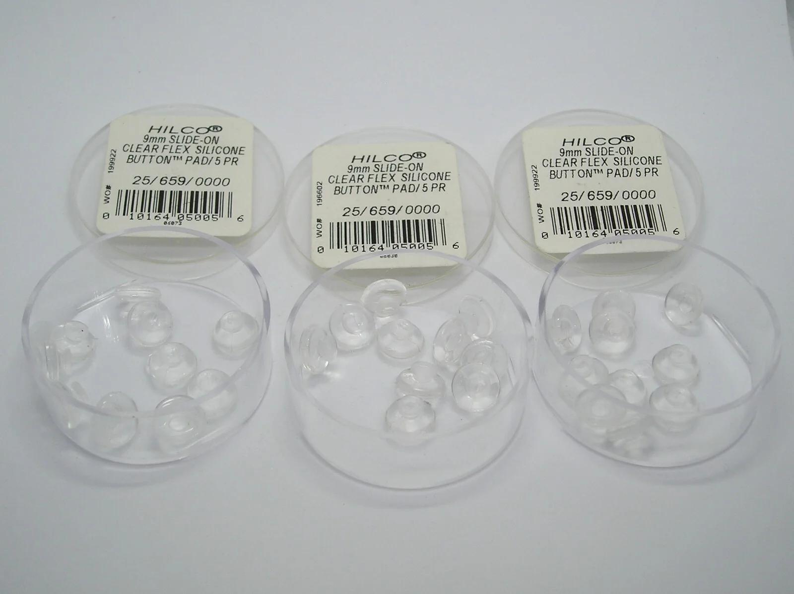 15 Pair-- Hilco 9mm Clear Slide on Flex Button Silicone Nose Pads Eyeglass Frame 4
