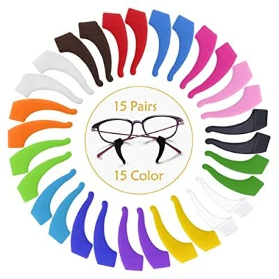 15 Pairs Eyeglass Ear Grips Anti-Slip Silicone Elastic Retainers Glasses Holder