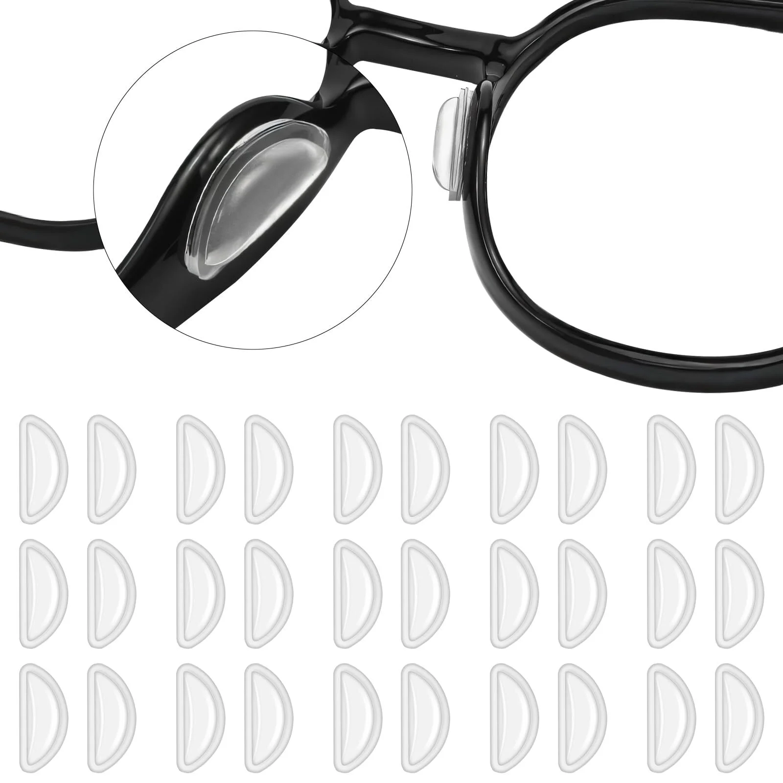 16 Pairs Silicone Anti-Slip Self-Adhesive Stick On Nose Pads for Eyeglasses