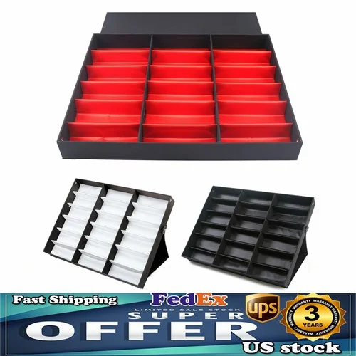 18-Grids Eyeglass Sunglasses Glasses Organizer Case Storage Display Box Holder