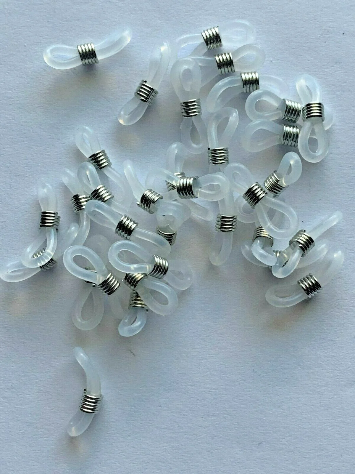 18 Pieces Eyeglass Chain Ends Adjustable Rubber Spectacle End White and Silver 2