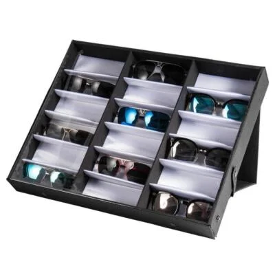 18 Slot Eyeglass sunglasses Display Glasses Storage Grid Stand Case Box Holder
