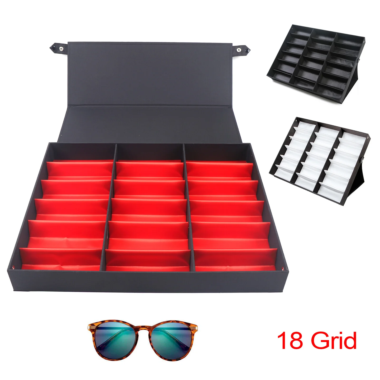18 Slot Eyeglass Sunglasses Organizer Display for Multiple Eyewear Display Case 2