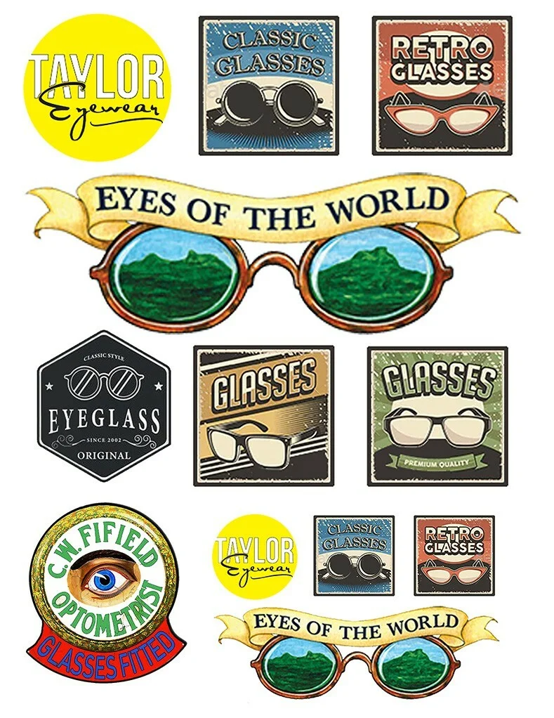 1:87 HO scale model optometry optometrist eyeglass signs