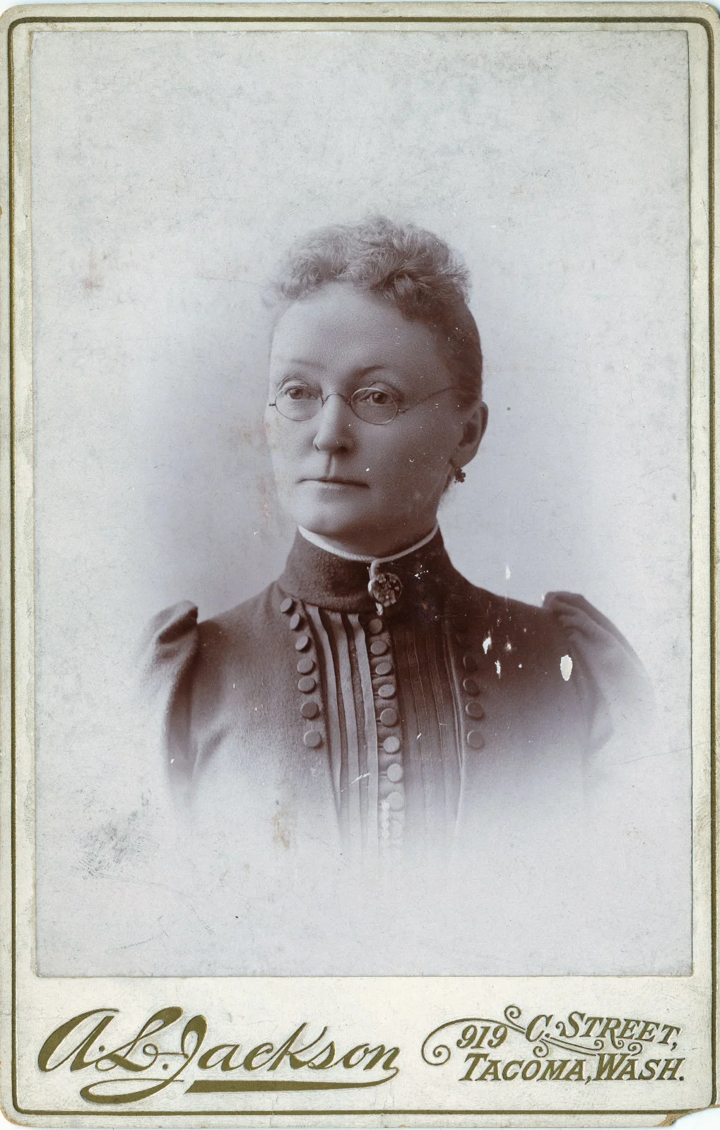 1880-1889 Stern Lady with Spectacles Tacoma Washington Jackson Cabinet Photo