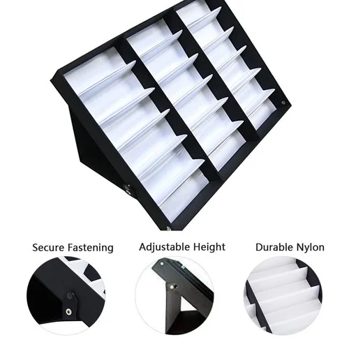18Slot Eyeglass Storage Box Eyeglass Display Case Glasses Collector w/Lock Black