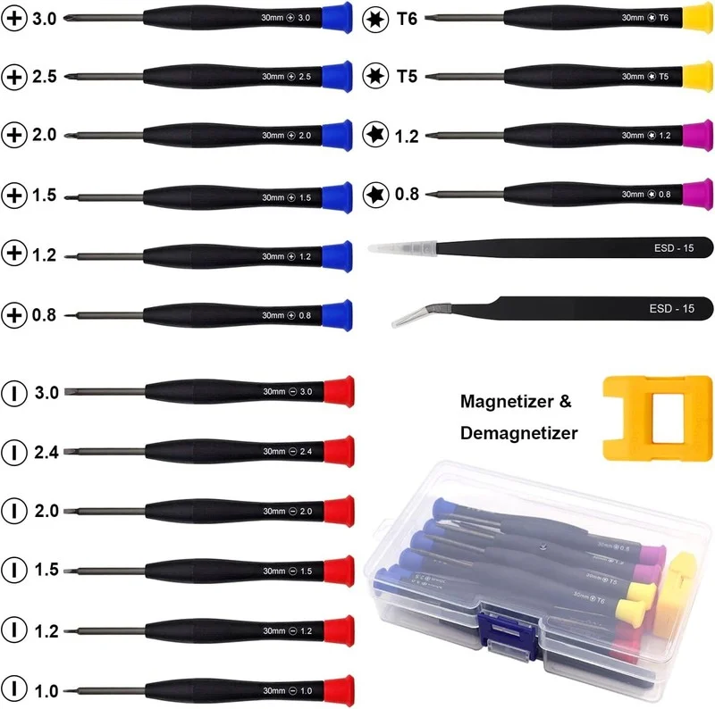 19 Pcs Magnetic Small Screwdriver Set for Repairing Eyeglasses Cell Phone Watch 2