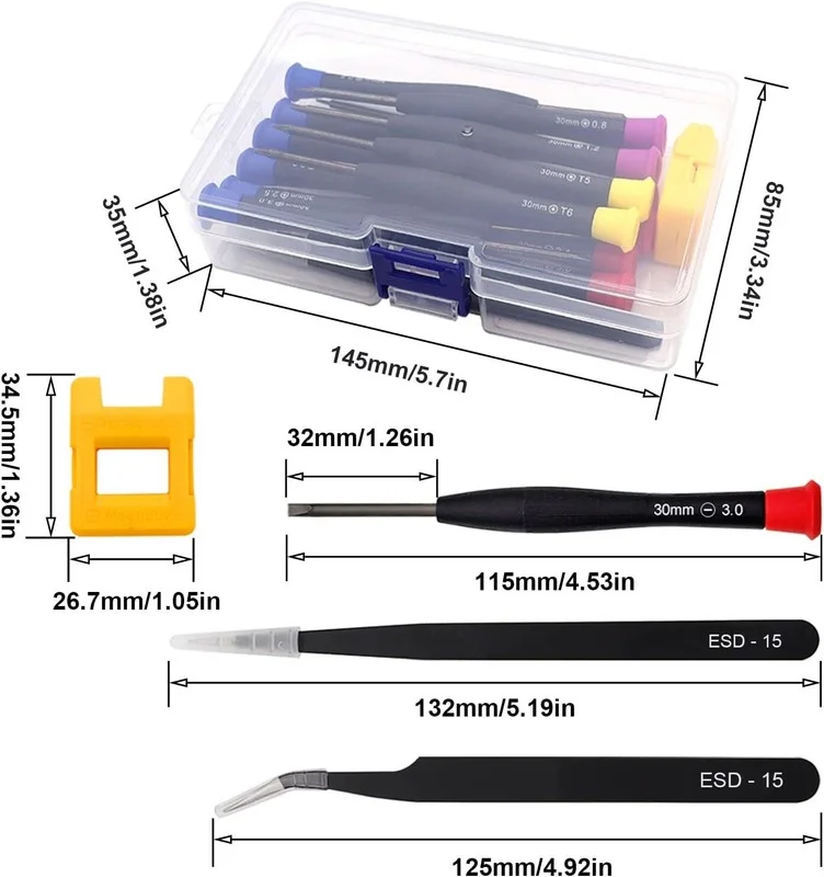 19 Pcs Magnetic Small Screwdriver Set for Repairing Eyeglasses Cell Phone Watch 3