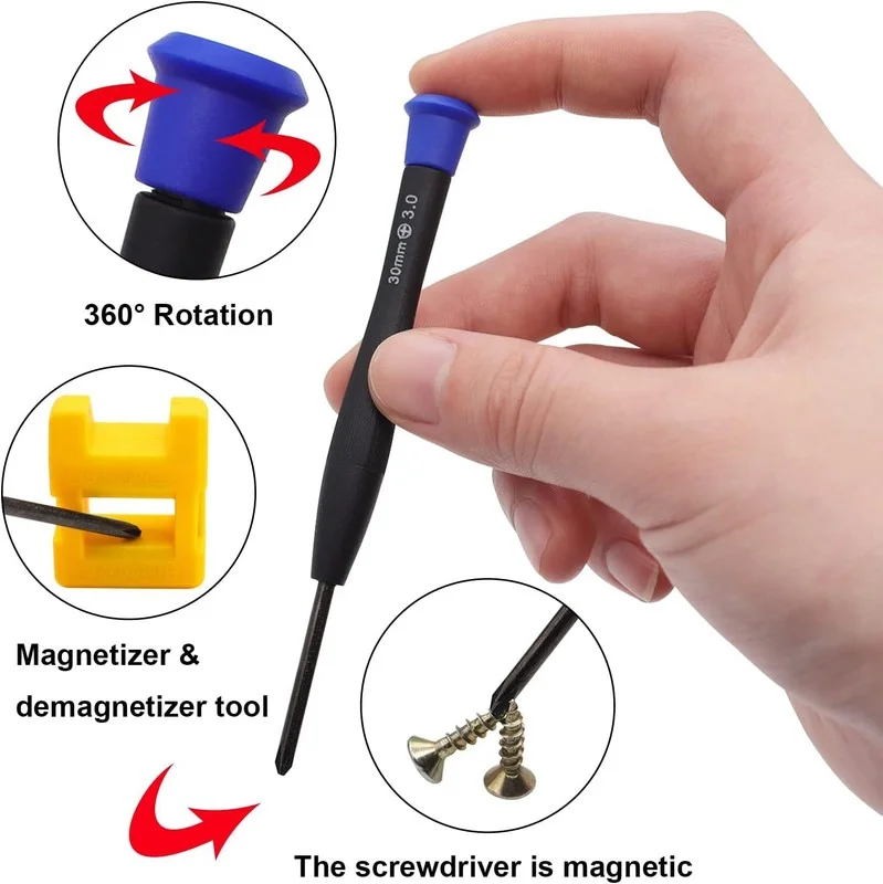 19 Pcs Magnetic Small Screwdriver Set for Repairing Eyeglasses Cell Phone Watch 4