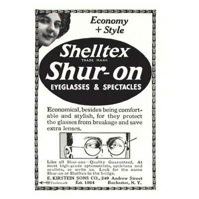 1917 Shur-On Eyeglasses and Spectacles: Economy and Style Vintage Print Ad