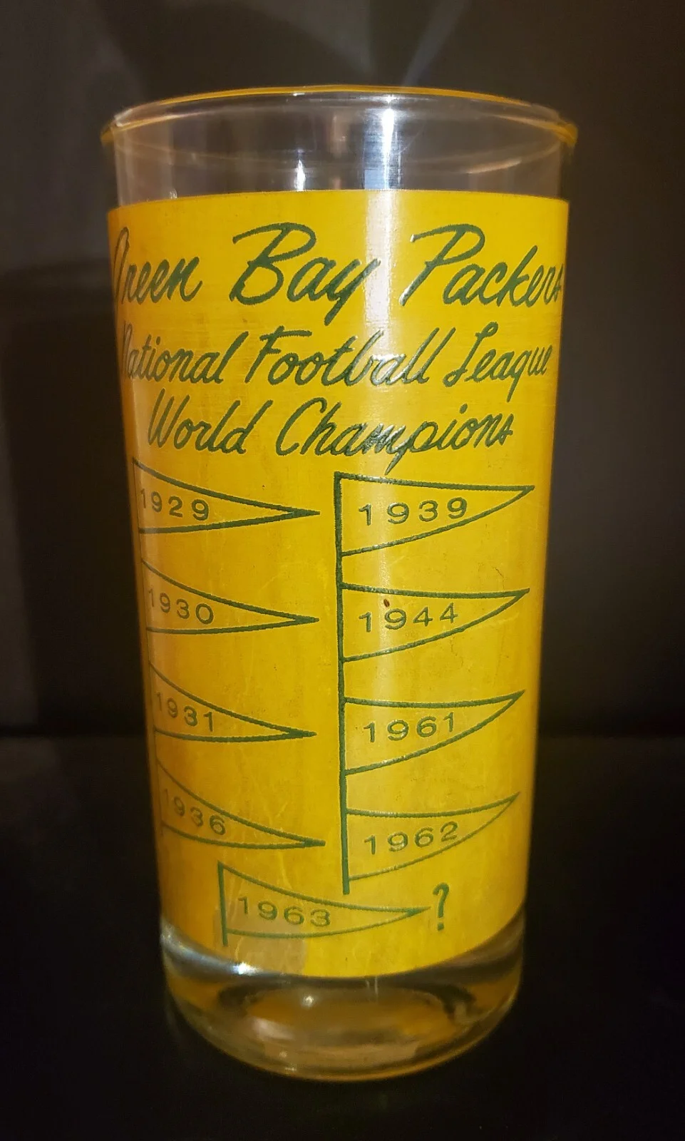 1963 Green Bay Packers glass World Champions Lombardi Starr Nitschke Taylor 2